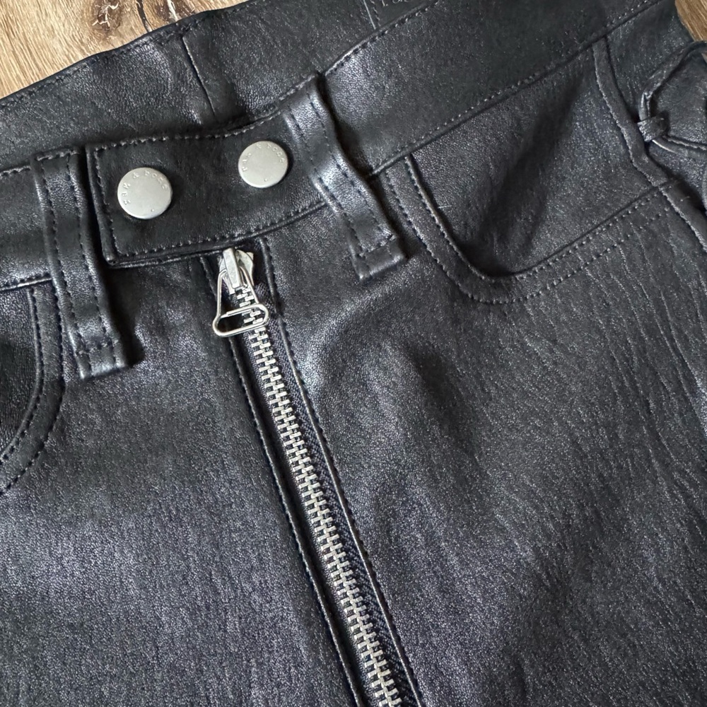 Rag & Bone Kiku high rise‎ Lamb Leather Black Lace-Up Skinny Pants size 25 - Picture 5 of 12
